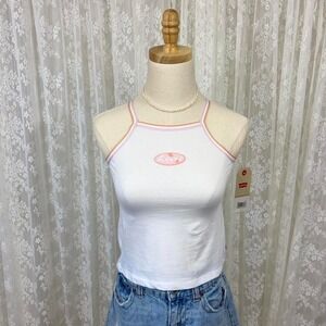 Levi's White Pink Tank Top‎ Gummy Logo Women's S NWT